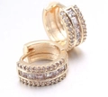 Gold plated hoop earrings featuring three rows of sparkling clear cubic zirconia - Three-row Zircon Style (EA06-5) / Gold / White Zirconia