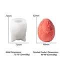 Silicone mold and finished floral egg sculpture showing intricate European pattern detail - Patterned Easter Egg Ornament Candle Mold