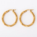 Boucles d'oreilles créoles torsadées plaquées or avec un design de corde élégant - F1414-Torsadé Épais