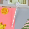 Transparent gel pen with golden star sequins and a pink decorative round topper - 0.5mm / White