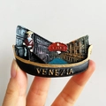 3D resin souvenir magnet of a Venice gondola with colorful city details and Venezia text - (62) Venice Gondola