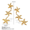 Golden stainless steel triple starfish drop earrings with elegant textured finish - Triple Starfish Dangle (EH934G)