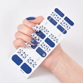 Detail of blue and white floral self-adhesive nail stickers with model SS-015 - Blue White Floral Style (SS-015)