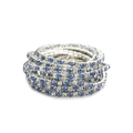 Silver multi-layer elastic tennis bracelet with clear and blue square crystals - Silver Multi-layer Blue Clear Rhinestone