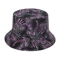 Classic black bucket hat with pink palm leaf print for outdoor sun protection - Purple Pink Palm Leaf (5)