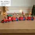 Red and green wooden Christmas train set with snowman and reindeer figurines, 30cm length - 30cm Large Red Train Style B