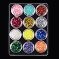 Lot de 12 couleurs de paillettes en écailles dans des pots pour couture et DIY - Boîte 6