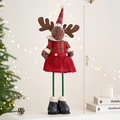 Cute 65cm plush Christmas reindeer doll in red skirt and plaid outfit for home decor - Reindeer Mother (65cm)