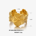 Franse vintage gouden roestvrijstalen bloemenring met 1,7 cm binnendiameter - Goud