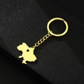 Detail of a gold stainless steel Ukraine map keychain with a heart-shaped cutout design - Map with Hollow Heart / Gold