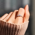Elegant S925 sterling silver clover ring for women featuring three marquise cubic zirconia - US Size 6 / White Gold