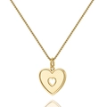 Minimalist 18k gold plated heart pendant necklace with sunburst pattern detail - Sunburst Pattern Heart