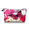 Detail of butterfly and floral print makeup bag with durable zipper and pink pattern - Pink Magenta Floral Butterfly Print (jiaying149)