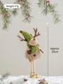 Renna natalizia di peluche con cappello e sciarpa verdi, decorazione da tavolo da 29 cm - Renna con Stella e Cappello Verde - Grande