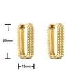 Detail view of 25x15mm golden geometric hoop earrings with twisted rope texture design - Rectangular Rope Texture / Large / Gold