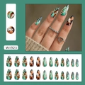 Forest animal almond press on nails with vintage hand-drawn deer and fox illustrations - W1923 Forest Tale (With Glue)