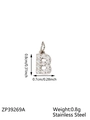 Micro-pave letter B pendant in stainless steel with white zircon stones for jewelry - Letter B / Steel