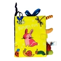 Washable yellow garden-themed baby cloth book with 3D textures and crinkle paper - Rabbit (Garden)