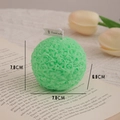 Green rose hydrangea scented candle with floral relief design and size measurements - Macaron Green Floral Ball (Watery Pomelo Sea)
