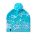 Light blue LED knitted Christmas hat with white snowflakes and festive pompom top - Light Blue-Snowflake