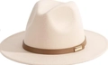 Oatmeal faux suede western cowboy hat with brown leather belt and gold buckle - M (56-58cm) / Oatmeal (01)