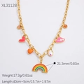 Golden stainless steel necklace with rainbow and heart charms, XL31128 variant - XL31128 Rainbow Hat Fun Style