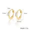 S925 sterling silver gold-plated hoop earrings with rectangular cubic zirconia 12mm - White