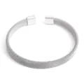 Minimalist silver woven mesh open bangle bracelet in polished stainless steel finish - Mesh Pattern 2 / Steel