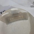 Translucent smoky grey large rectangular hollow hair claw clip for women stylish hair accessory - Square Glossy Grey