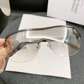 Fashion cycling sunglasses with brown semi-rimless frame and gradient grey lens - Gunmetal Frame Gold Mirror Lens
