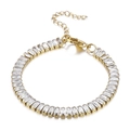Bracciale in acciaio dorato con zirconi quadrati e catena di estensione - Stile Zirconia Rettangolare a Fila Intera (KB161203-Z) / Oro