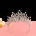 Baroque rose gold crown with purple crystal gems and white rhinestones for bridal weddings - No.7 KC Gold (Purple Stone)