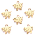 Detalle de seis dijes de oveja dorada para creación de joyas DIY y llaveros - Oro KC