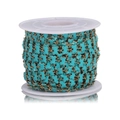 Turquoise blue enamel and gold finish stainless steel jewelry chain on a white spool - 1m / Blue Butterfly