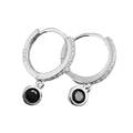 Orecchini a cerchio in argento S925 con zirconi neri tondi micro-incastonati - Argento 925 / Zircone Nero - Oro Bianco