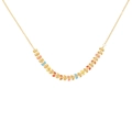 Colorful enamel leaf pendant necklace in gold-plated stainless steel for women - Colorful Gold
