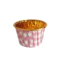 Pink and white gingham muffin cup with golden foil lining for baking cupcakes - 50Pcs/Pack / Pink Gingham