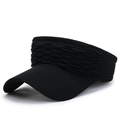 Women's black knitted sun visor with textured honeycomb weave and curved brim style - One Size / Black