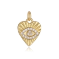 Golden heart pendant with crystal eye pattern and radial texture on white backdrop - 9-Heart Evil Eye
