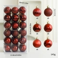 36-piece red Christmas ball ornaments set with diverse textures in a clear box - Set of 36 / Burgundy
