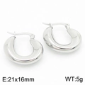 Pendientes de aro gruesos en forma de U de acero inoxidable plateado de 21x16mm - Estilo D Color Acero (KE113128-KFC)