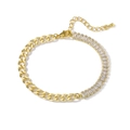 18K gold plated chain bracelet with rectangular cubic zirconia stones for women - Splicing Zirconia Style / Gold