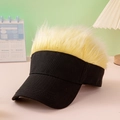 Cappellino da baseball nero con parrucca bionda per hip-hop e costumi divertenti da festa - Nero+Capelli Gialli
