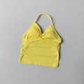 Reggiseno sportivo giallo a lupetto senza cuciture con trama a coste e arricciato - S / Giallo Limone