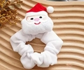 Chouchou de Noël en peluche avec tête de Père Noël mignonne sur fourrure blanche - Tête de Père Noël