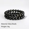 Street style cross bead bracelet set with golden sheen glass beads weighing 54g - 21040131 Gold Glass Bead