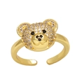 Golden open teddy bear ring with sparkling pave cubic zirconia crystals for women - Adjustable Open / White