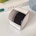 Elastic hair ties in black and dark grey colors with a storage box for women - Thick Twill (12pcs Box)