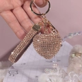 Portachiavi a cuore con strass oro champagne e cinturino da polso con cristalli - Champagne