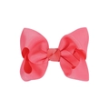 Close-up of pink 4.13 inch grosgrain ribbon hair bow with clear fabric texture - Peach Pink